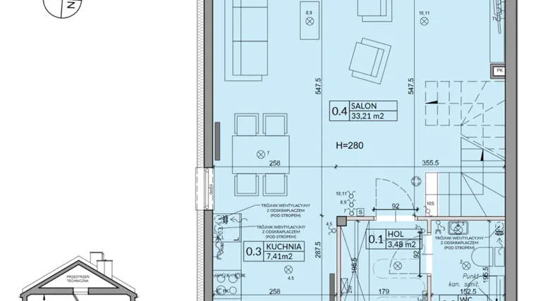 Rzut - Dom na sprzedaż 4 pokoje o powierzchni 95,53 m² - numer 5A w Osiedle Pod Dębem