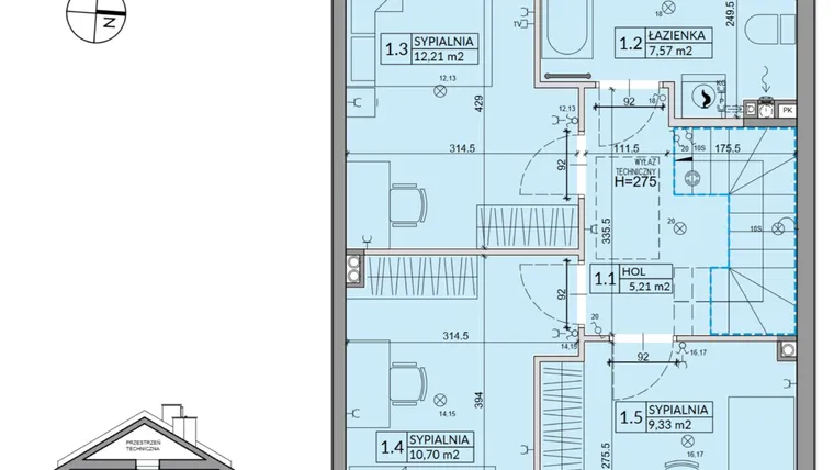Rzut - Dom na sprzedaż 5 pokoi o powierzchni 95,22 m² - numer 6A w Osiedle Pod Dębem