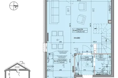 Rzut - Dom na sprzedaż 4 pokoje o powierzchni 95,53 m² - numer 7A w Osiedle Pod Dębem