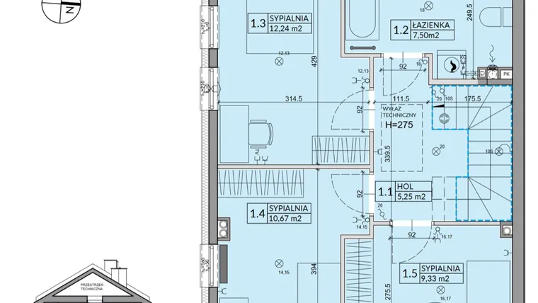 Rzut - Dom na sprzedaż 4 pokoje o powierzchni 95,67 m² - numer 7A w Osiedle Pod Dębem