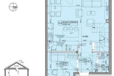 Rzut - Dom na sprzedaż 5 pokoi o powierzchni 95,22 m² - numer 8A w Osiedle Pod Dębem
