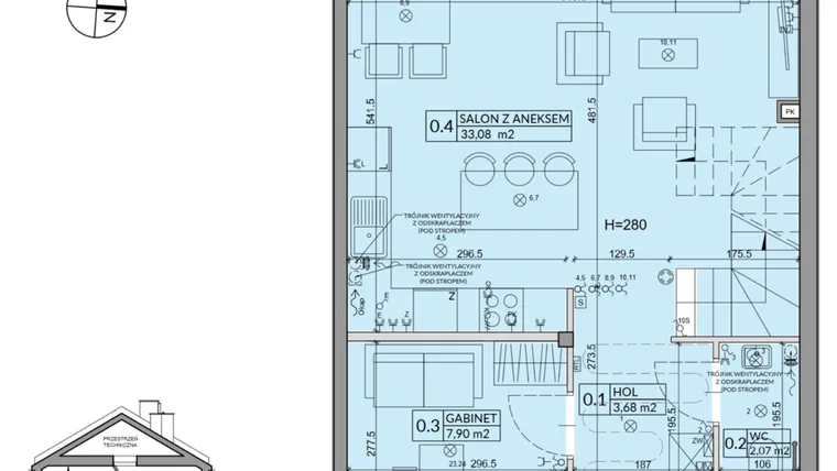 Rzut - Dom na sprzedaż 5 pokoi o powierzchni 95,22 m² - numer 8A w Osiedle Pod Dębem