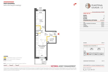 Rzut - Mieszkanie na sprzedaż 2 pokoje o powierzchni 41,22 m² - numer 105 w Piastova Osada 2