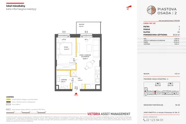 Rzut - Mieszkanie na sprzedaż 2 pokoje o powierzchni 35,33 m² - numer 120 w Piastova Osada 2