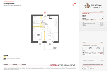 Rzut - Mieszkanie na sprzedaż 2 pokoje o powierzchni 29,9 m² - numer 18 w Piastova Osada 2