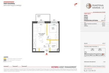 Rzut - Mieszkanie na sprzedaż 2 pokoje o powierzchni 32,41 m² - numer 24 w Piastova Osada 2
