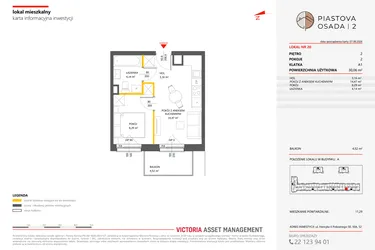 Rzut - Mieszkanie na sprzedaż 2 pokoje o powierzchni 30,06 m² - numer 20 w Piastova Osada 2
