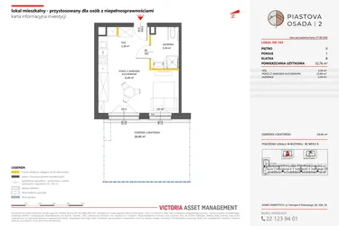 Rzut - Mieszkanie na sprzedaż 1 pokój o powierzchni 32,76 m² - numer 164 w Piastova Osada 2