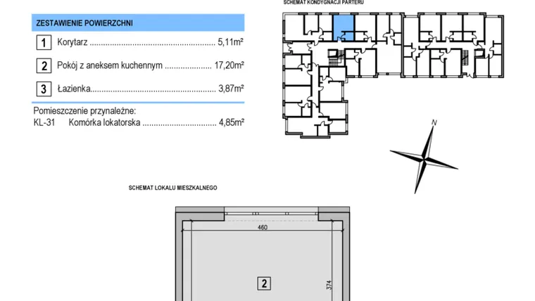 Rzut - Mieszkanie na sprzedaż 1 pokój o powierzchni 26,18 m² - numer A2 w Korona Jadwigi