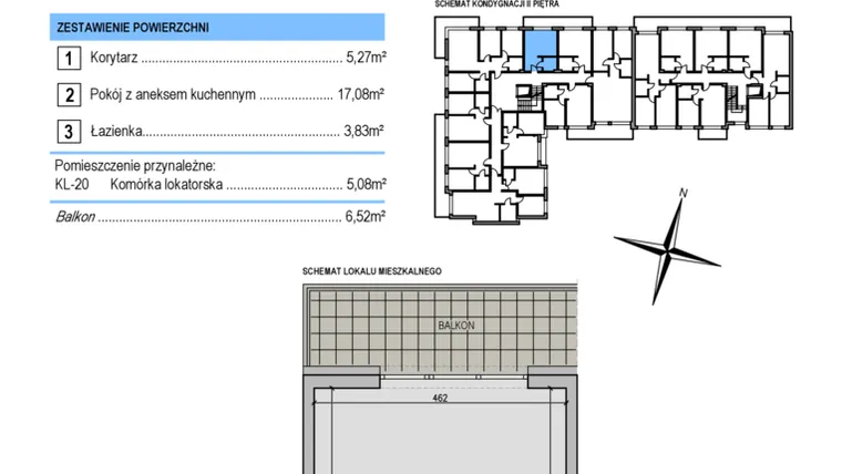 Rzut - Mieszkanie na sprzedaż 1 pokój o powierzchni 26,18 m² - numer A20 w Korona Jadwigi