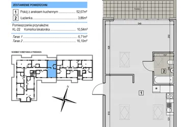 Rzut - Mieszkanie na sprzedaż 1 pokój o powierzchni 56,53 m² - numer A30 w Korona Jadwigi
