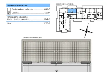 Rzut - Mieszkanie na sprzedaż 1 pokój o powierzchni 39,36 m² - numer A29 w Korona Jadwigi