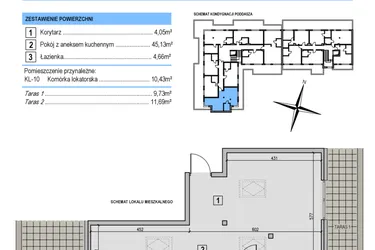 Rzut - Mieszkanie na sprzedaż 1 pokój o powierzchni 53,84 m² - numer A33 w Korona Jadwigi