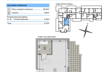 Rzut - Mieszkanie na sprzedaż 1 pokój o powierzchni 32,23 m² - numer A32 w Korona Jadwigi