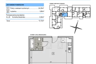 Rzut - Mieszkanie na sprzedaż 1 pokój o powierzchni 28,15 m² - numer A31 w Korona Jadwigi