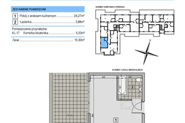 Rzut - Mieszkanie na sprzedaż 1 pokój o powierzchni 28,15 m² - numer A34 w Korona Jadwigi