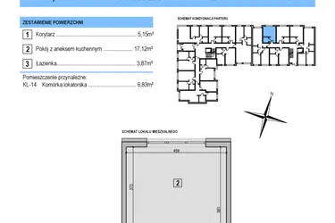 Rzut - Mieszkanie na sprzedaż 1 pokój o powierzchni 26,14 m² - numer B3 w Korona Jadwigi