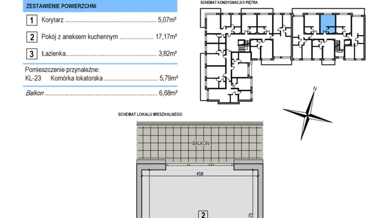 Rzut - Mieszkanie na sprzedaż 1 pokój o powierzchni 26,06 m² - numer B16 w Korona Jadwigi