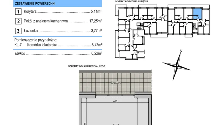 Rzut - Mieszkanie na sprzedaż 1 pokój o powierzchni 26,13 m² - numer B17 w Korona Jadwigi