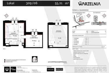 Rzut - Lokal użytkowy na sprzedaż 2 pokoje o powierzchni 55,21 m² - numer 309/06 w WARZELNIA