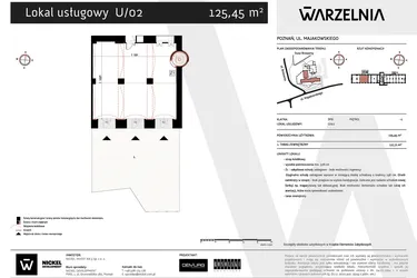 Rzut - Lokal użytkowy na sprzedaż 1 pokój o powierzchni 125,45 m² - numer U/02 w WARZELNIA