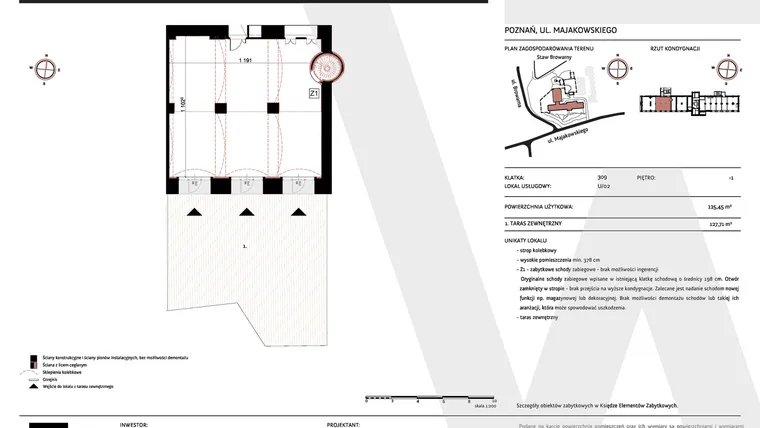Rzut - Lokal użytkowy na sprzedaż 1 pokój o powierzchni 125,45 m² - numer U/02 w WARZELNIA