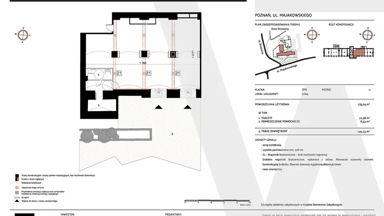 Rzut - Lokal użytkowy na sprzedaż 1 pokój o powierzchni 179,04 m² - numer U/04 w WARZELNIA