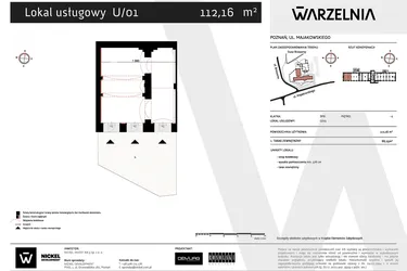 Rzut - Lokal użytkowy na sprzedaż 1 pokój o powierzchni 112,16 m² - numer U/01 w WARZELNIA