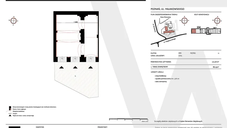 Rzut - Lokal użytkowy na sprzedaż 1 pokój o powierzchni 112,16 m² - numer U/01 w WARZELNIA