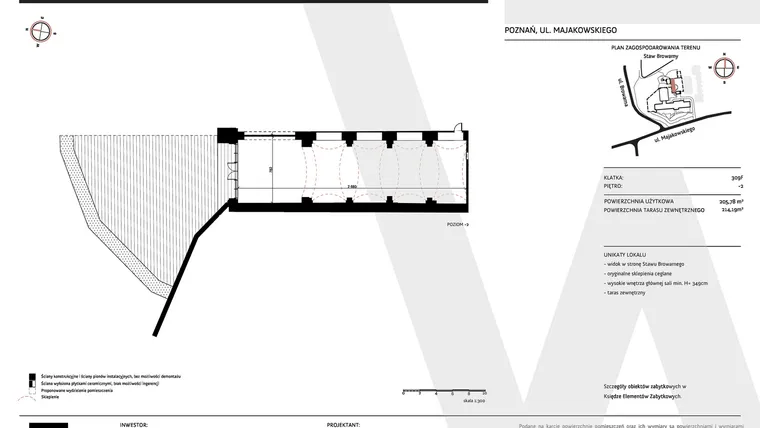 Rzut - Lokal użytkowy na sprzedaż 1 pokój o powierzchni 205,78 m² - numer 309F/01 w WARZELNIA
