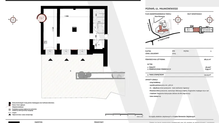 Rzut - Lokal użytkowy na sprzedaż 1 pokój o powierzchni 162,21 m² - numer U/03 w WARZELNIA