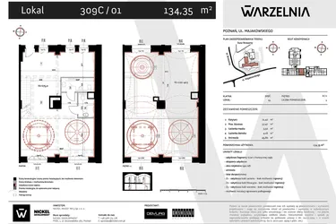 Rzut - Lokal użytkowy na sprzedaż 1 pokój o powierzchni 134,35 m² - numer 309C/01 w WARZELNIA