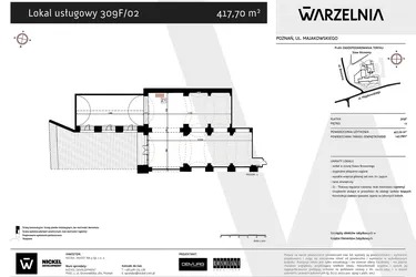 Rzut - Lokal użytkowy na sprzedaż 1 pokój o powierzchni 417,7 m² - numer 309F/02 w WARZELNIA