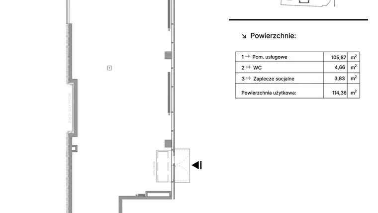 Rzut - Lokal użytkowy na sprzedaż 1 pokój o powierzchni 114,36 m² - numer U.5 w Strzelców 28