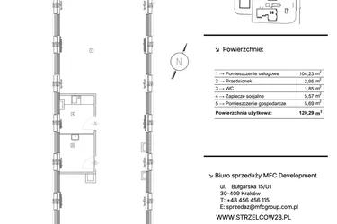 Rzut - Lokal użytkowy na sprzedaż 1 pokój o powierzchni 120,29 m² - numer U.10 w Strzelców 28