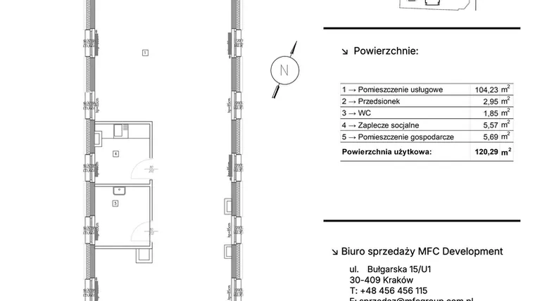 Rzut - Lokal użytkowy na sprzedaż 1 pokój o powierzchni 120,29 m² - numer U.10 w Strzelców 28
