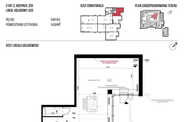 Rzut - Lokal użytkowy na sprzedaż 1 pokój o powierzchni 54,84 m² - numer U03 w Naturama II
