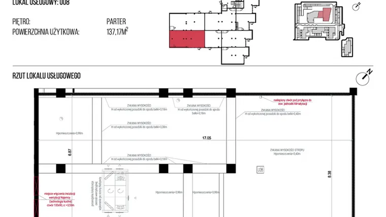 Rzut - Lokal użytkowy na sprzedaż 1 pokój o powierzchni 137,17 m² - numer U08 w Naturama II