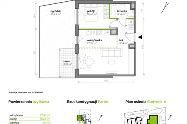 Rzut - Mieszkanie na sprzedaż 2 pokoje o powierzchni 47,9 m² - numer A/A1/002 w Sosnowa Vita