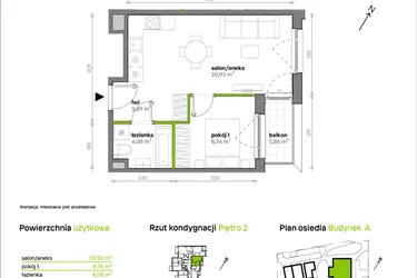 Rzut - Mieszkanie na sprzedaż 2 pokoje o powierzchni 37,65 m² - numer A/A1/015 w Sosnowa Vita