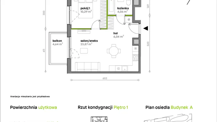 Rzut - Mieszkanie na sprzedaż 2 pokoje o powierzchni 44,26 m² - numer A/A2/029 w Sosnowa Vita