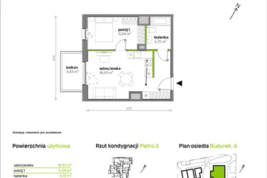 Rzut - Mieszkanie na sprzedaż 1 pokój o powierzchni 39,9 m² - numer A/A2/048 w Sosnowa Vita