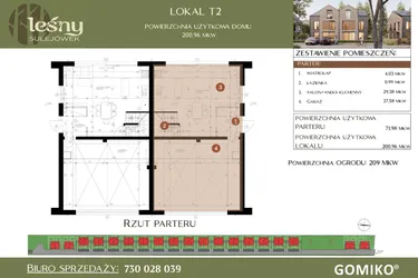 Rzut - Dom na sprzedaż 5 pokoi o powierzchni 200,96 m² - numer T2 w Leśny Sulejówek