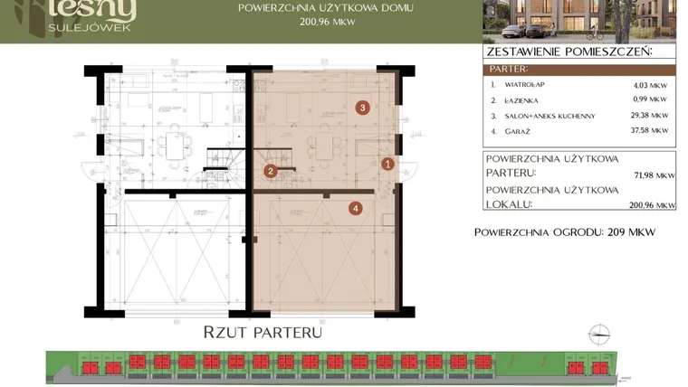 Rzut - Dom na sprzedaż 5 pokoi o powierzchni 200,96 m² - numer T2 w Leśny Sulejówek