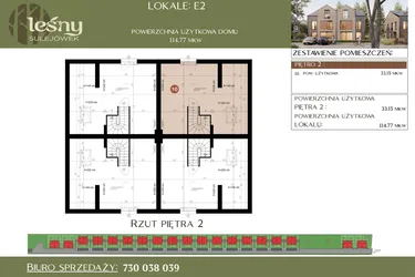 Rzut - Dom na sprzedaż 5 pokoi o powierzchni 114,77 m² - numer E2 w Leśny Sulejówek