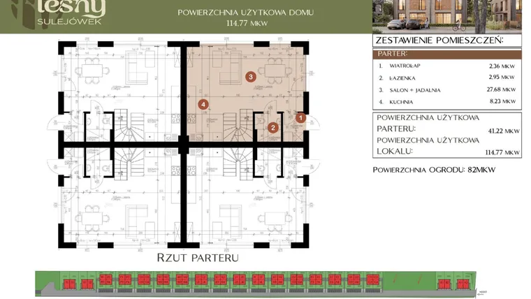 Rzut - Dom na sprzedaż 5 pokoi o powierzchni 114,77 m² - numer N2 w Leśny Sulejówek