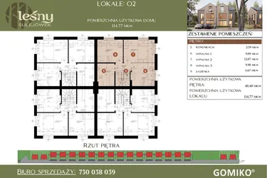 Rzut - Dom na sprzedaż 5 pokoi o powierzchni 114,77 m² - numer O2 w Leśny Sulejówek