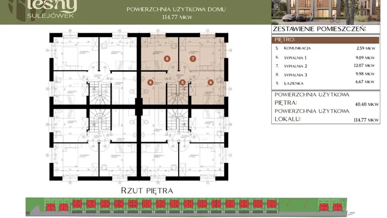 Rzut - Dom na sprzedaż 5 pokoi o powierzchni 114,77 m² - numer O2 w Leśny Sulejówek