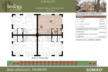Rzut - Dom na sprzedaż 5 pokoi o powierzchni 114,77 m² - numer P2 w Leśny Sulejówek