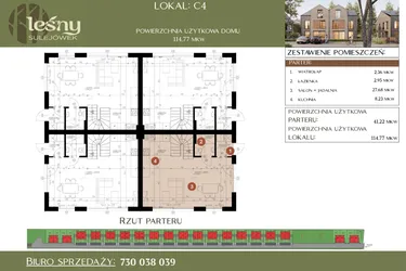 Rzut - Dom na sprzedaż 5 pokoi o powierzchni 114,77 m² - numer C4 w Leśny Sulejówek